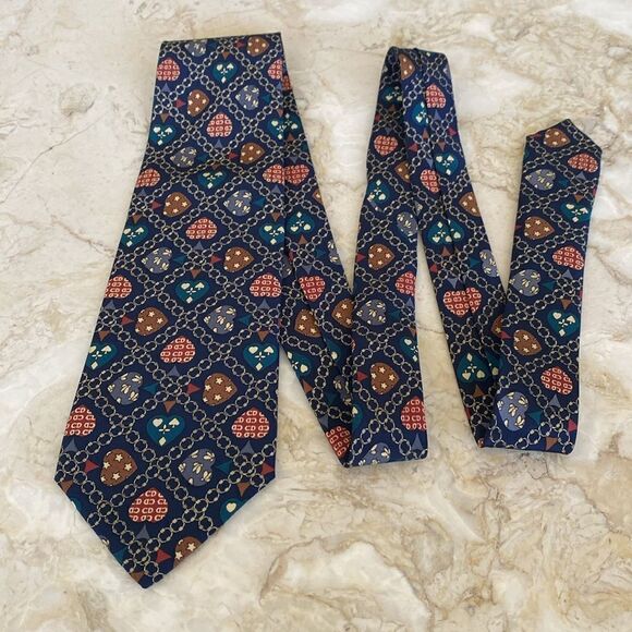 Christian Dior 100% Silk Hearts Patchwork CD Monogram Multicolour Tie - Picture 4 of 10